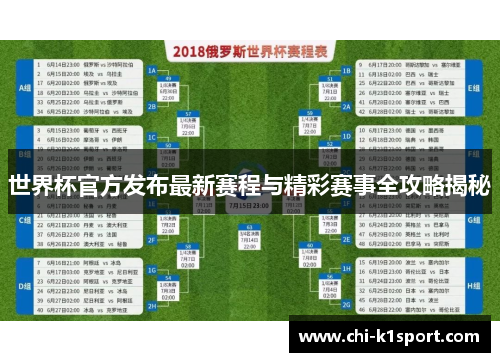 世界杯官方发布最新赛程与精彩赛事全攻略揭秘